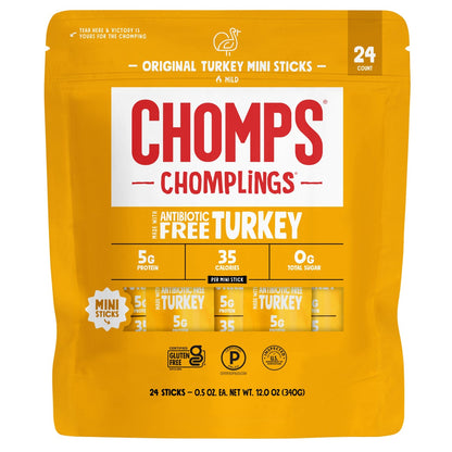 Chomps Original Turkey Mini Sticks 24-count snack pack