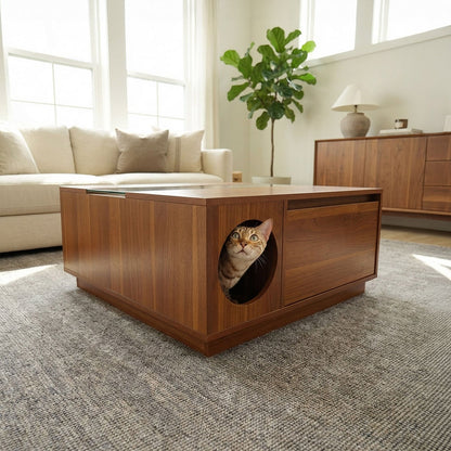 Modern pet coffee table with glass top