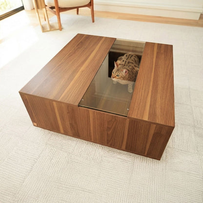 Pet hideout coffee table with drawer storage
