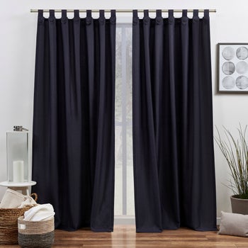 Blue light filtering button top window curtain panels 2-pack