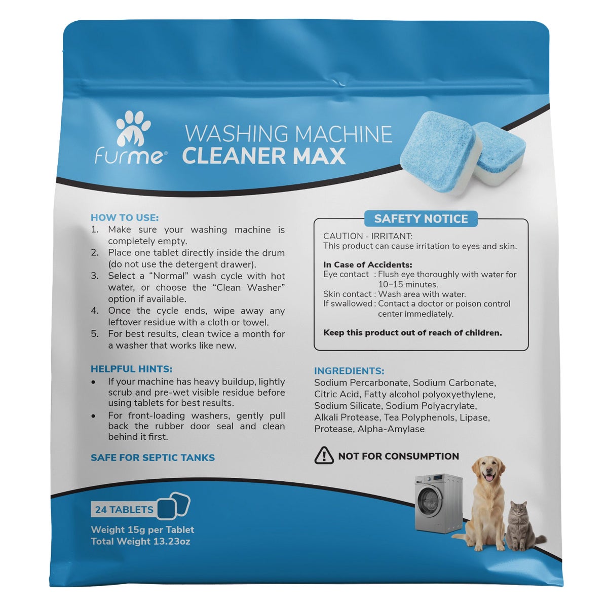 furMe washer cleaner tablets 2-pack for all machines