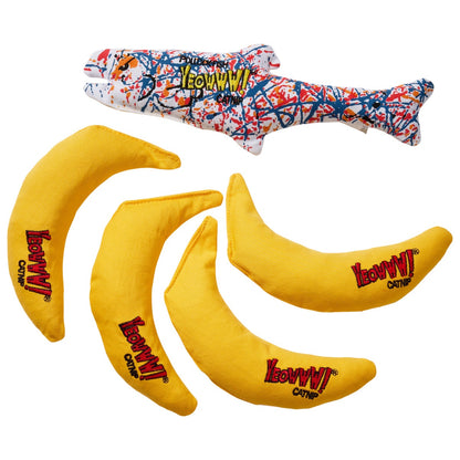 Yeowww! 5-pack catnip toys with bananas and fish