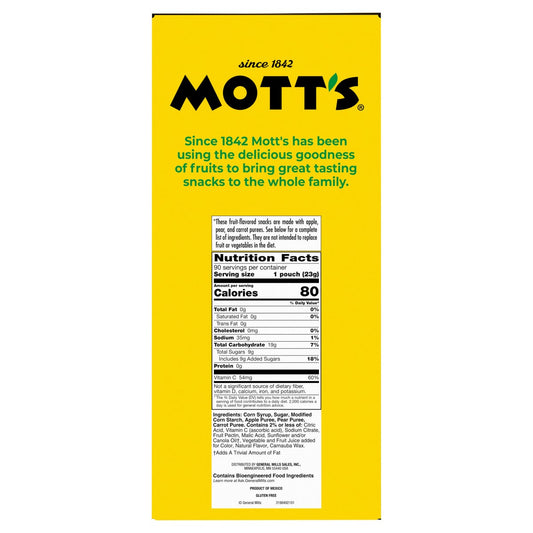 Fruit shaped Mott's snacks made with real fruit puree