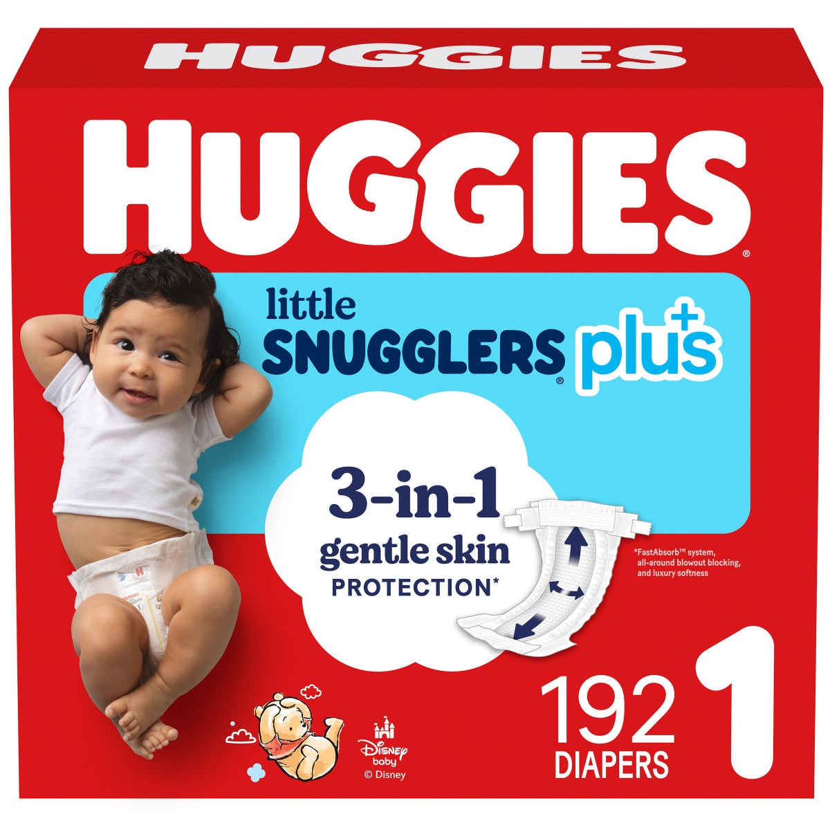 Huggies Plus Diapers Size 1-2 192-count pack