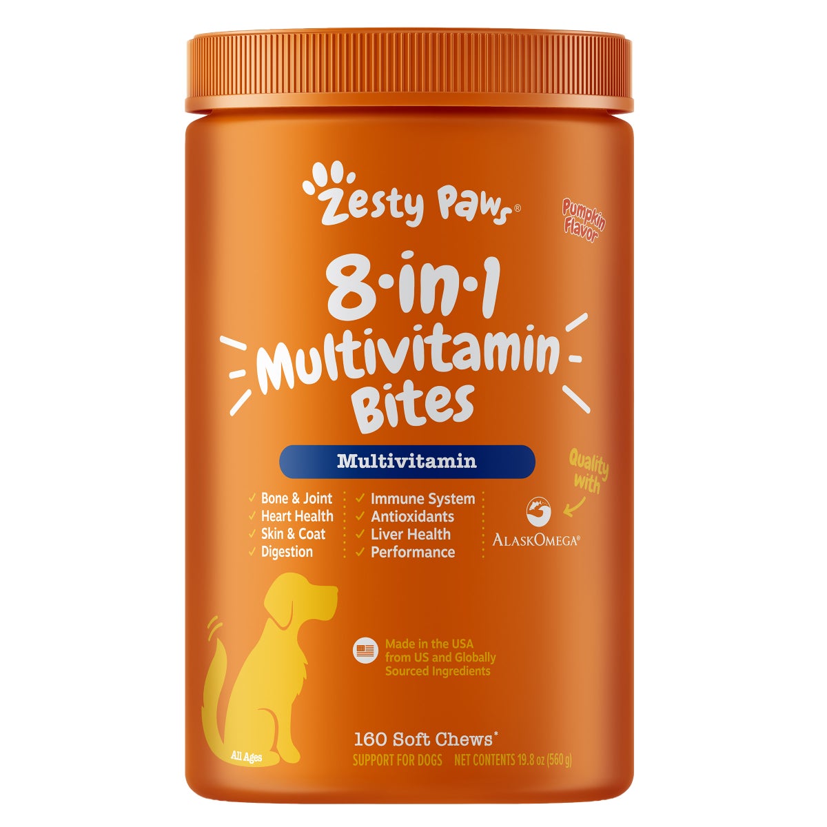 Zesty Paws pumpkin dog multivitamin bites 160 count