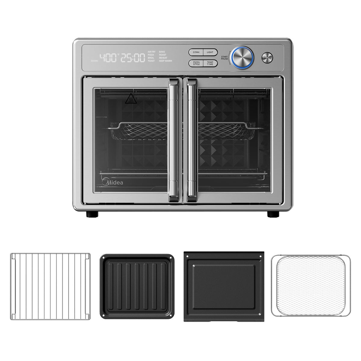 Midea countertop air fryer toaster oven with French doors