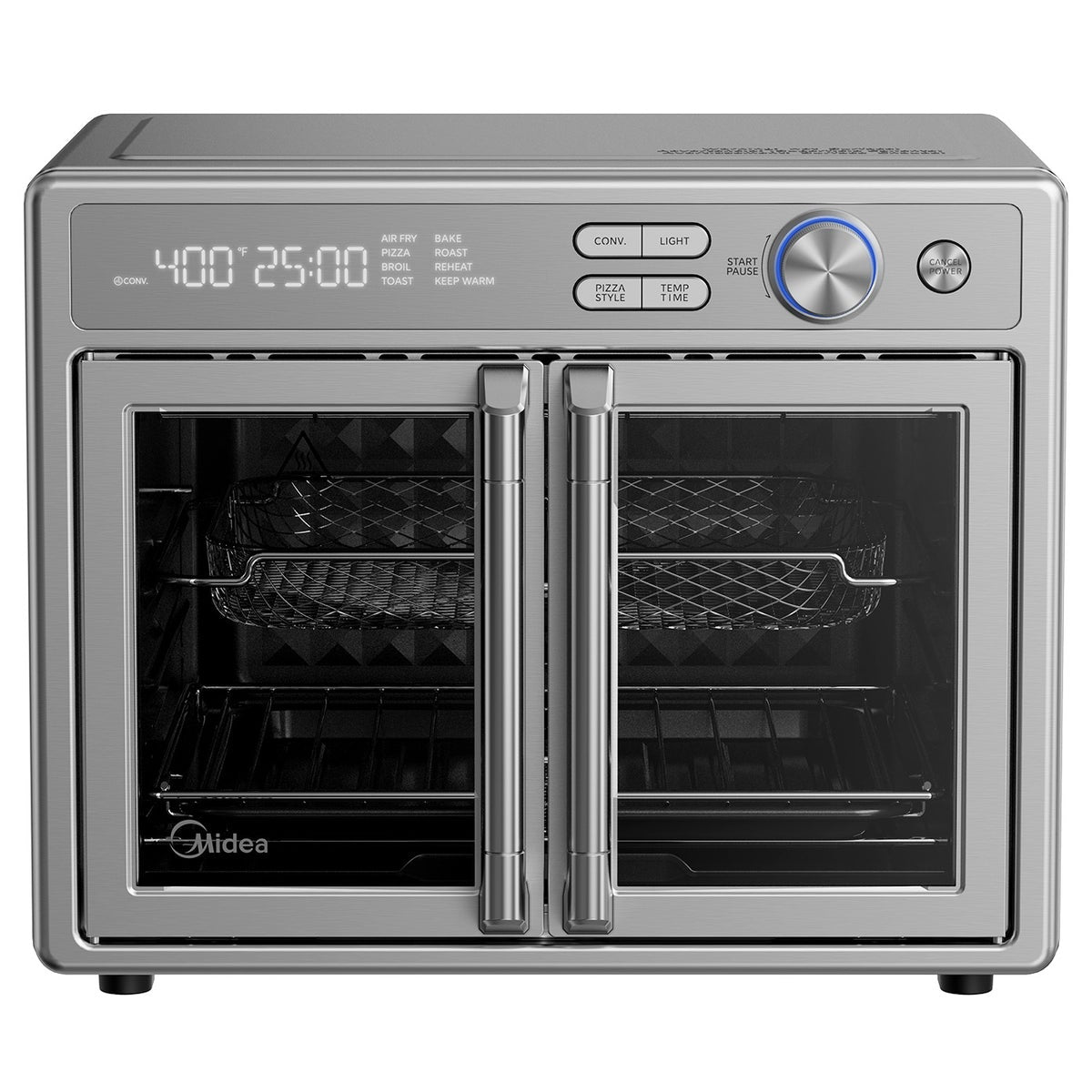 Air fryer toaster oven with 8 preset cooking programs