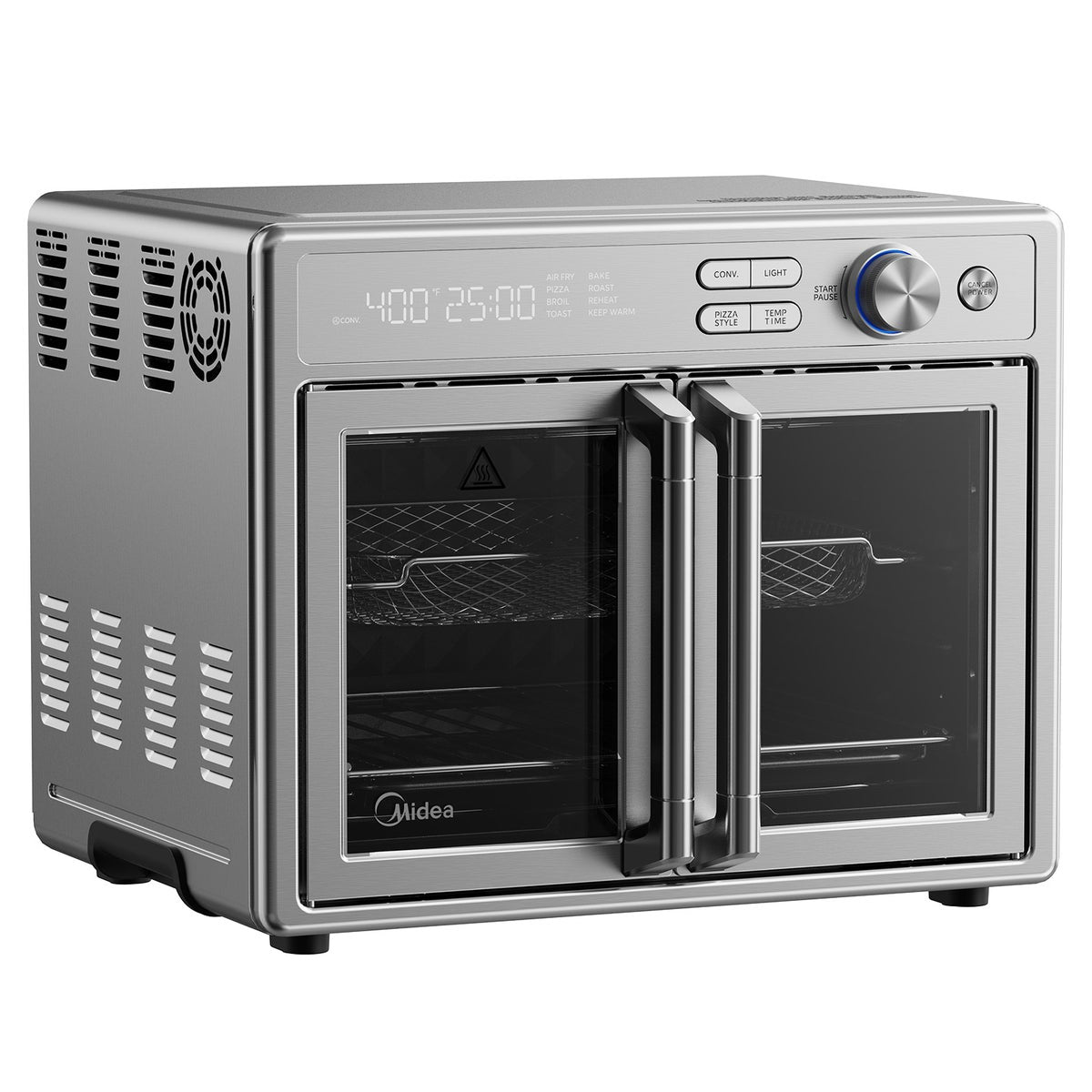 Midea toaster oven with easy-view window and light