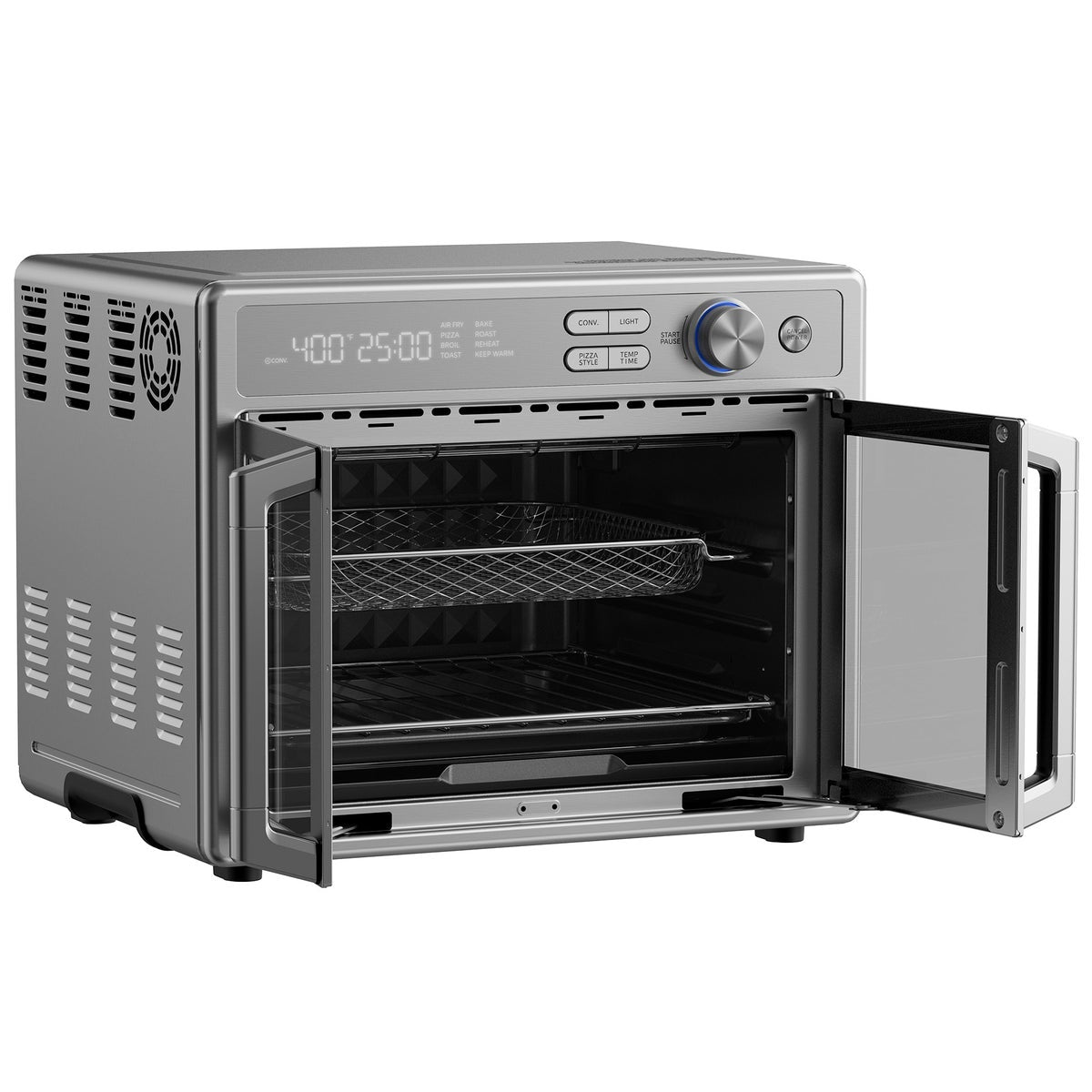 Countertop air fryer toaster oven for baking and roasting