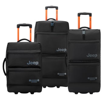 Red Jeep 3-piece duffel set with wheels