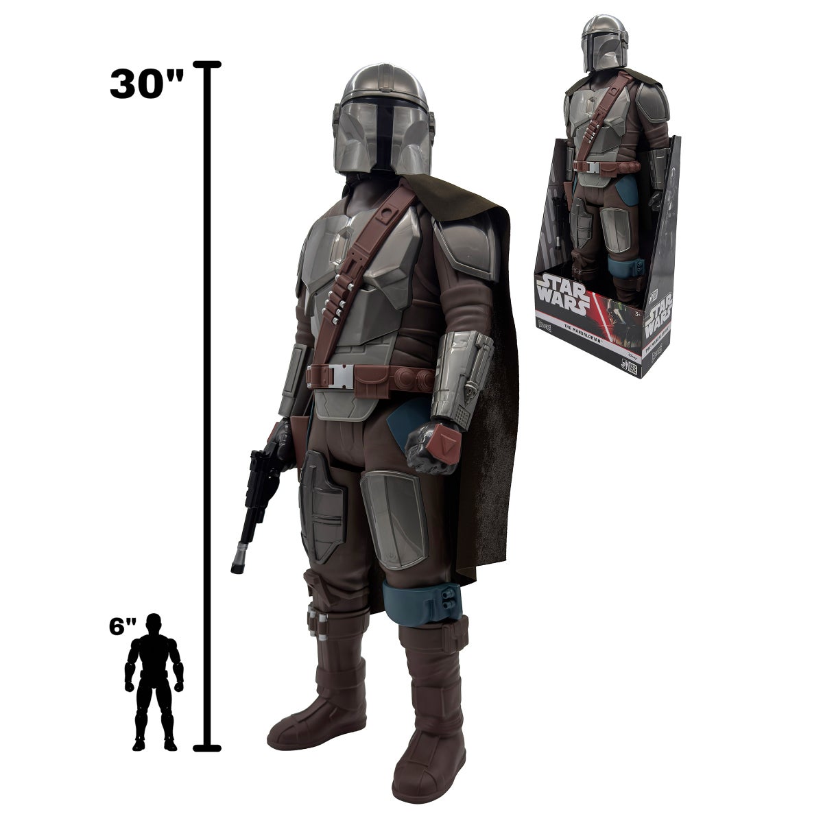 Large Mandalorian action figure with seven points of articulation