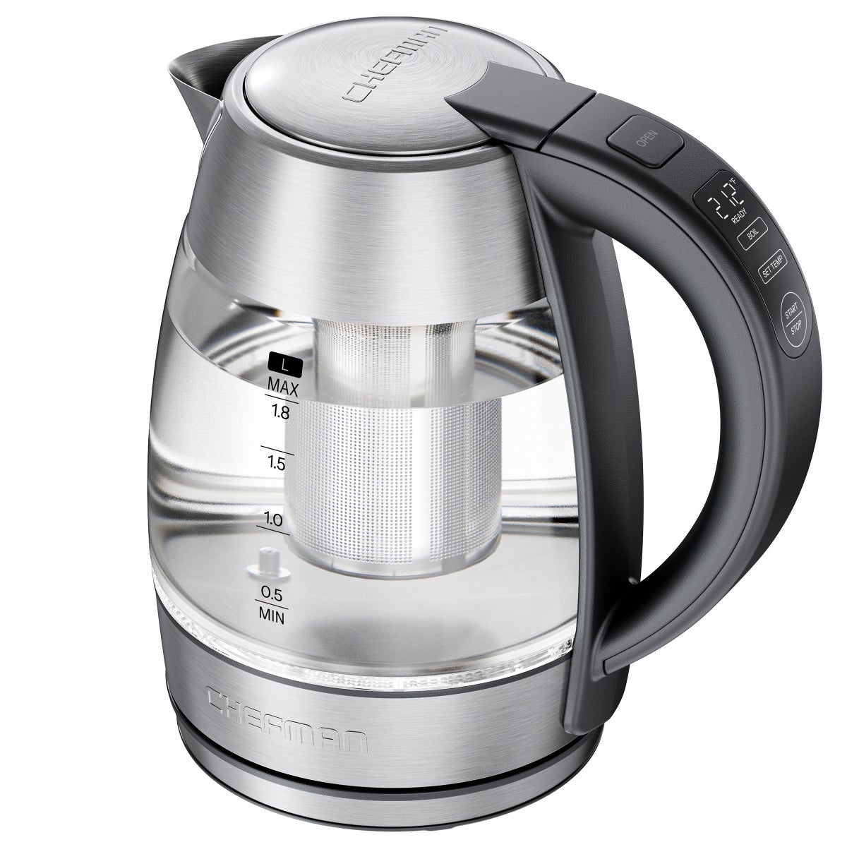 Chefman Custom-Temp 1.8L electric kettle front view