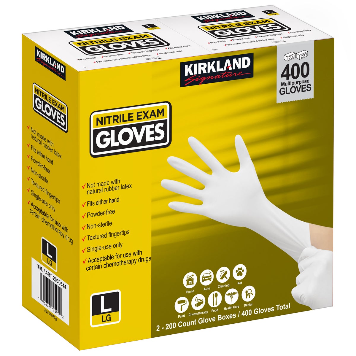 Kirkland Signature nitrile exam gloves size large