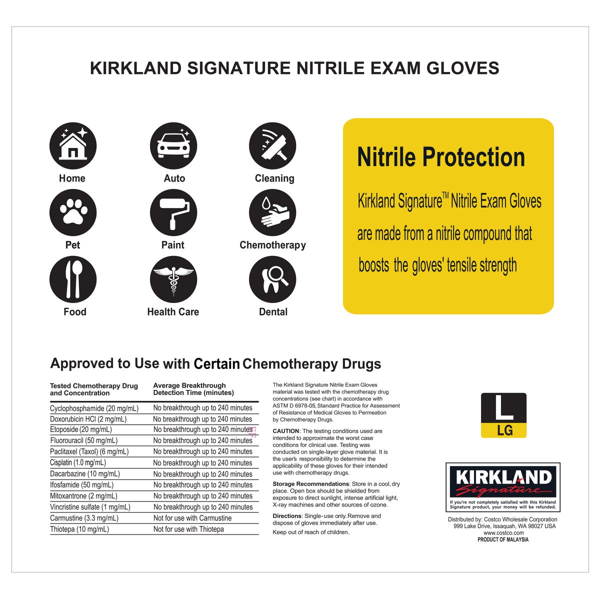 Powder-free white nitrile exam gloves