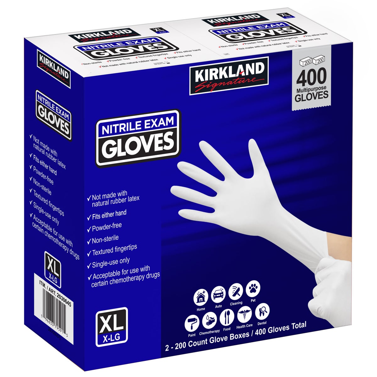 Kirkland Signature nitrile exam gloves 400 count XL