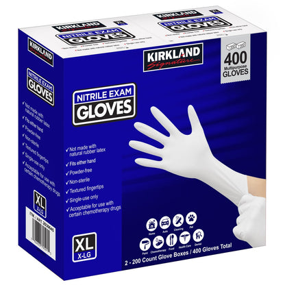 Kirkland Signature nitrile exam gloves 400 count XL