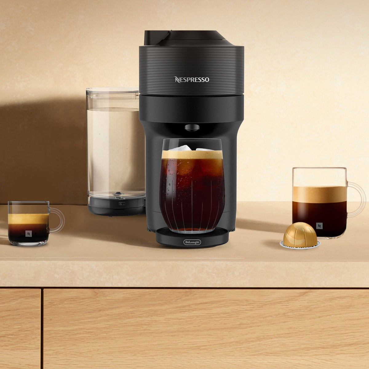 One-touch coffee system on Nespresso Vertuo Pop+