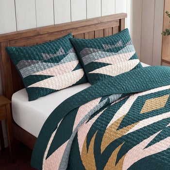 Pendleton gray king cotton quilt 3-piece set with matching shams
