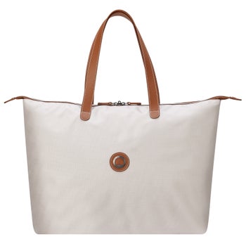 Delsey Chatelet pink chevron tote with vegan leather trim