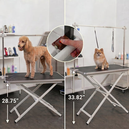 ApexDesk pet grooming table with non-slip rubber top