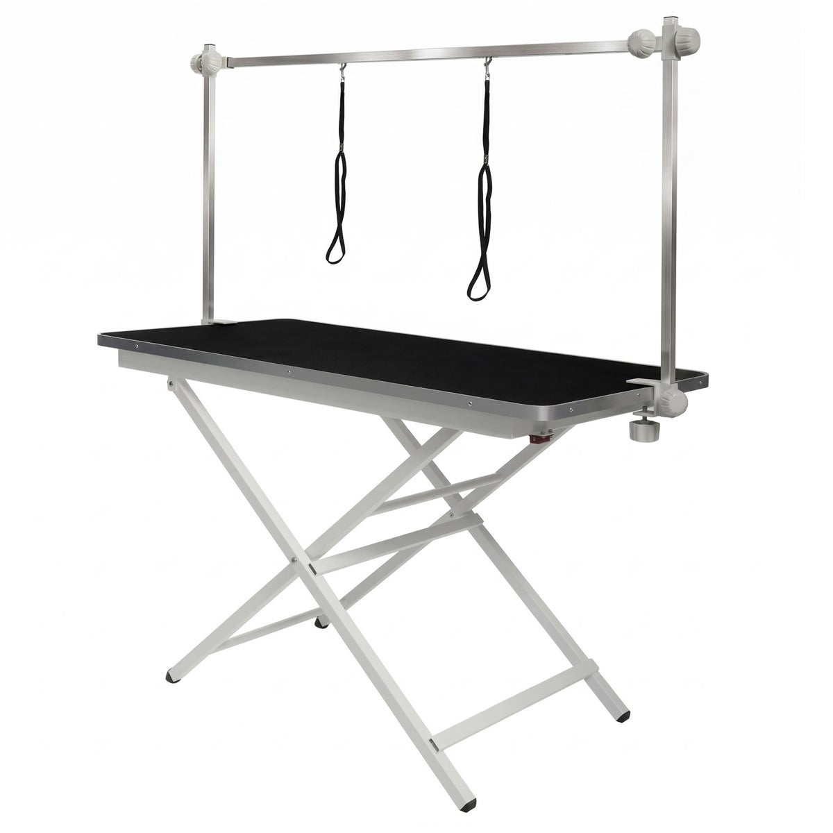 Heavy-duty steel X-frame pet grooming table