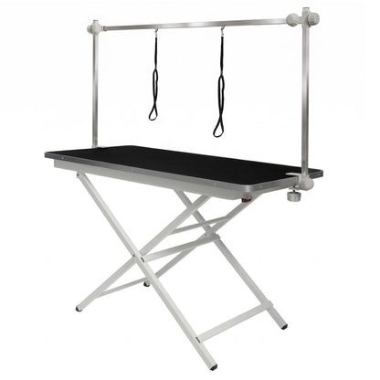 Heavy-duty steel X-frame pet grooming table