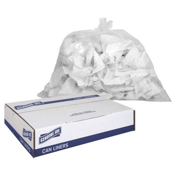 Genuine Joe clear 10-gallon can liners 500-count