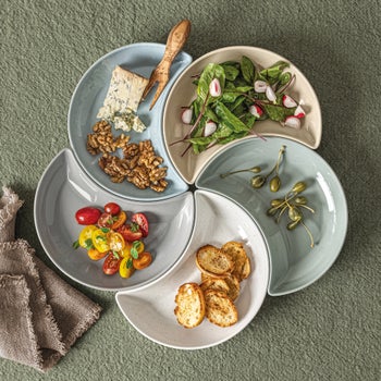 over&back 5-piece multicolored stoneware serve set