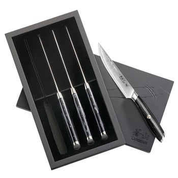 Cangshan NASU 4-piece Damascus steak knife set with wood box