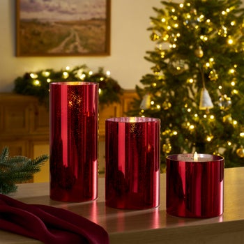 VCNY Home gold mercury glass hurricane candle set of 6