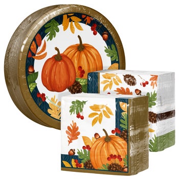 Artstyle Autumn Harvest paper plate and napkin bundle 200 count