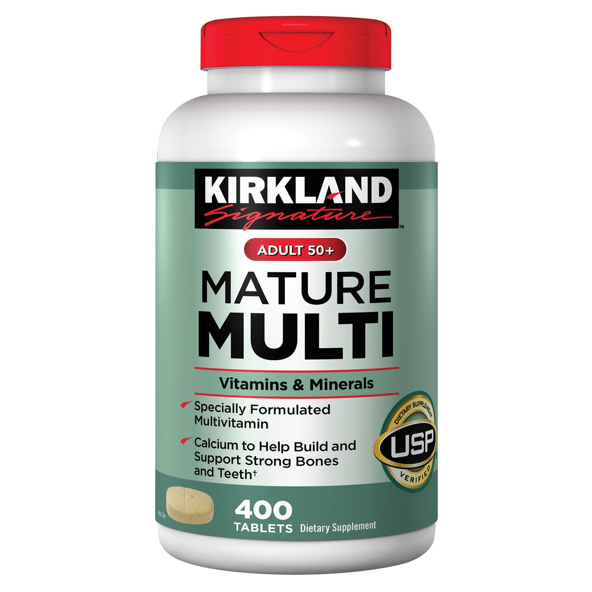Kirkland Signature Adult 50+ multivitamin bottle 400 tablets