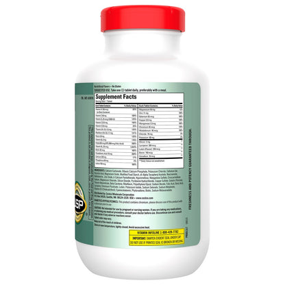 Front label of Kirkland Signature Adult 50+ daily multivitamin