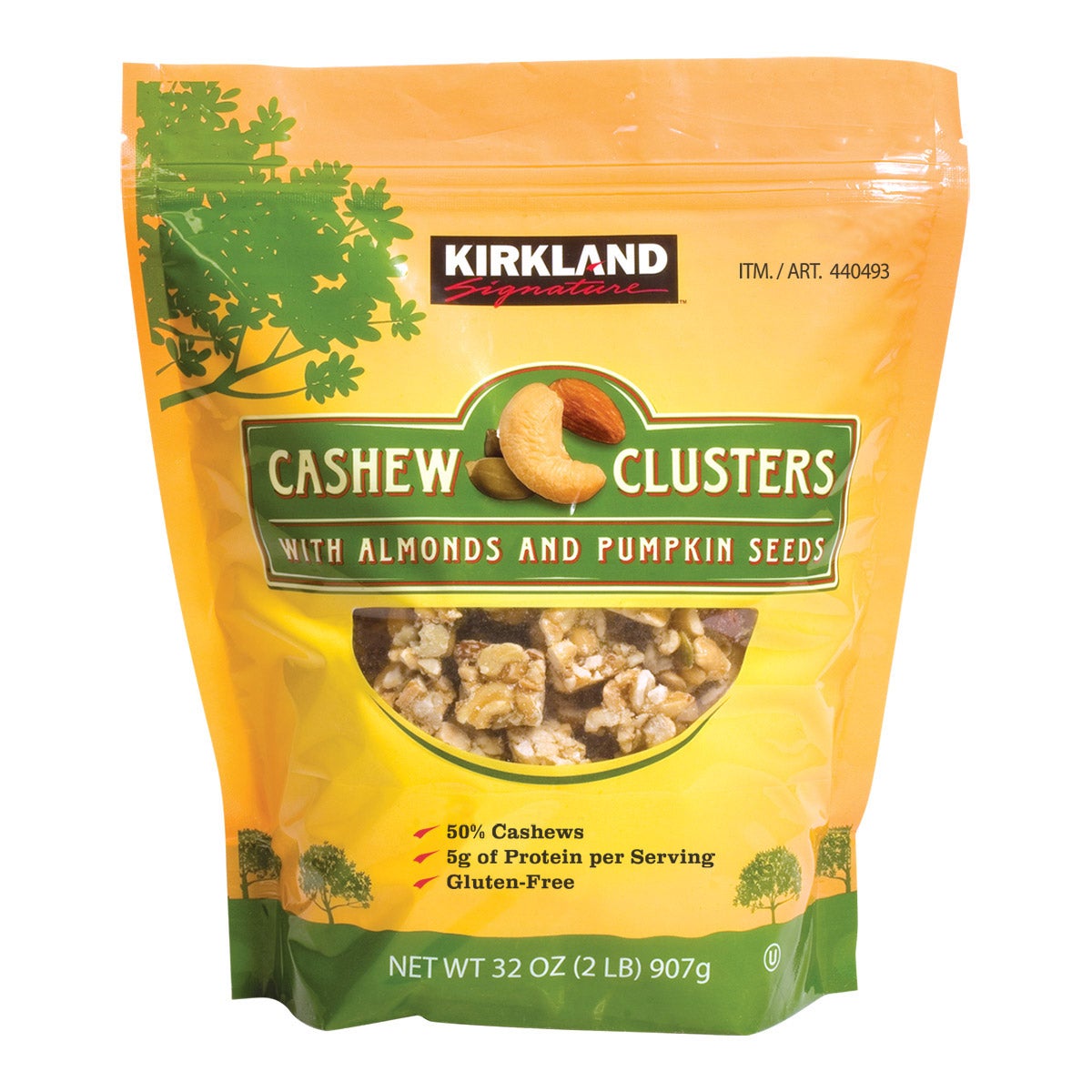 Kirkland Signature cashew clusters 2 lb bag