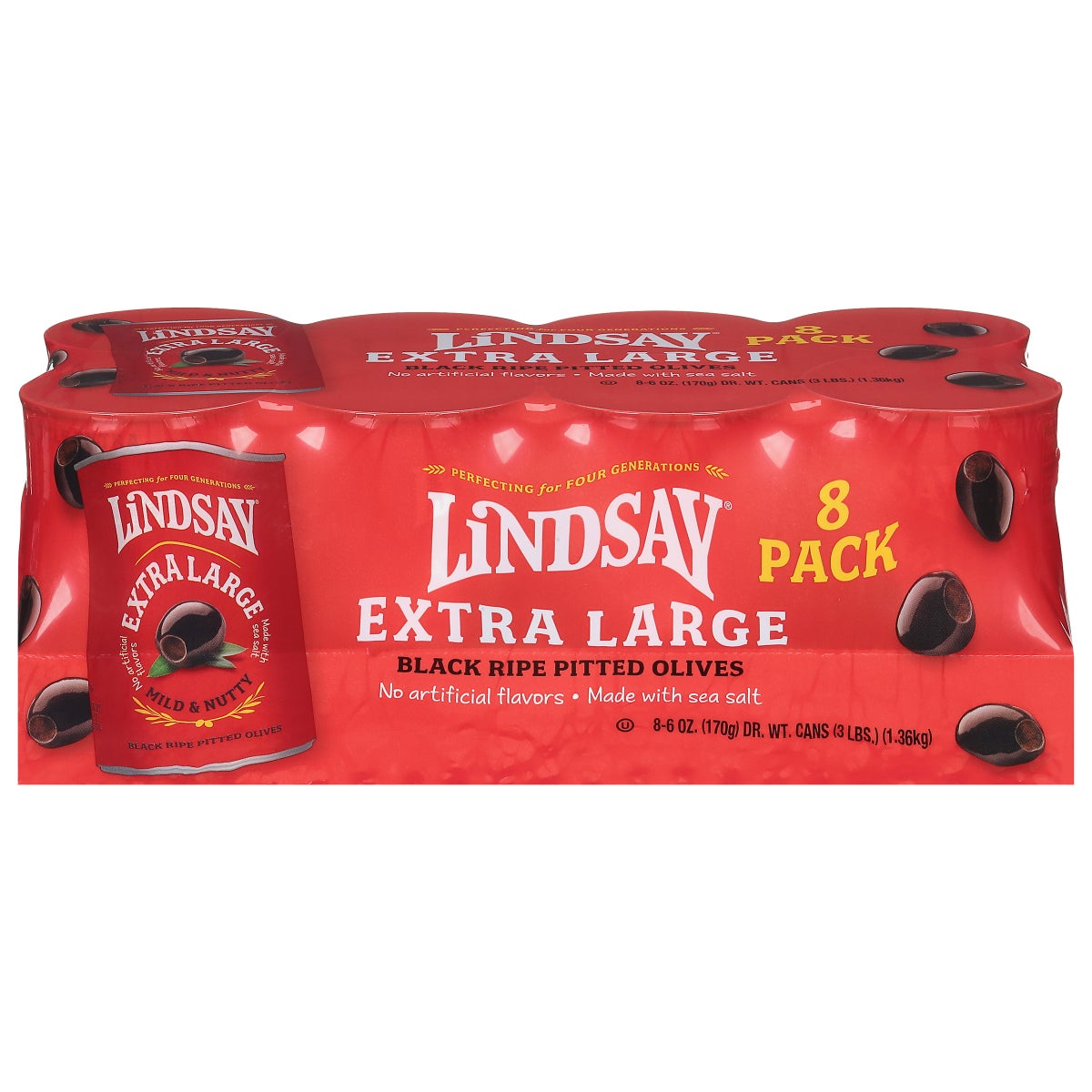 Lindsay California ripe black olives in 6 oz cans