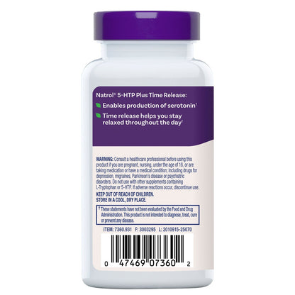 Natrol 5-HTP Plus mood and relaxation supplement front label