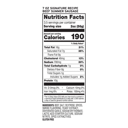 Hickory Farms 7 oz beef sausage for party menus