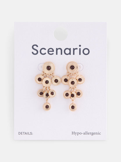Gold-plated Scenario earrings with domed faux-stone accents