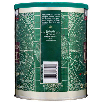 Dark roast decaf coffee fine grind packaging