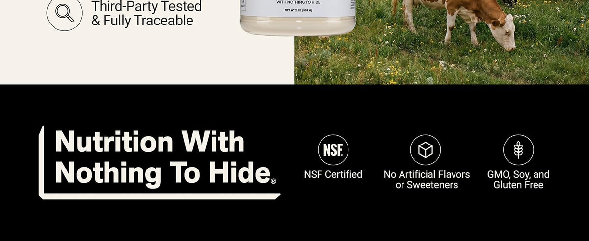 NAKED grass fed protein powder label