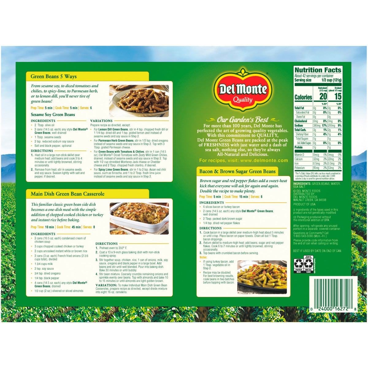 Del Monte green beans pantry value pack