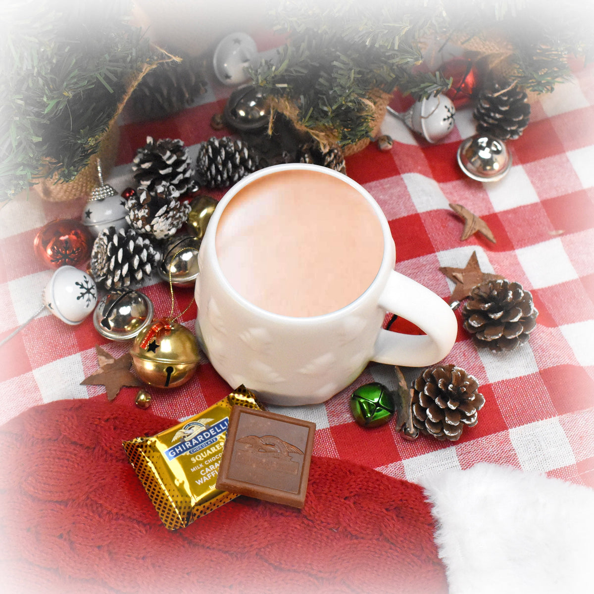 Ghirardelli holiday gift set with tree-decorated mug