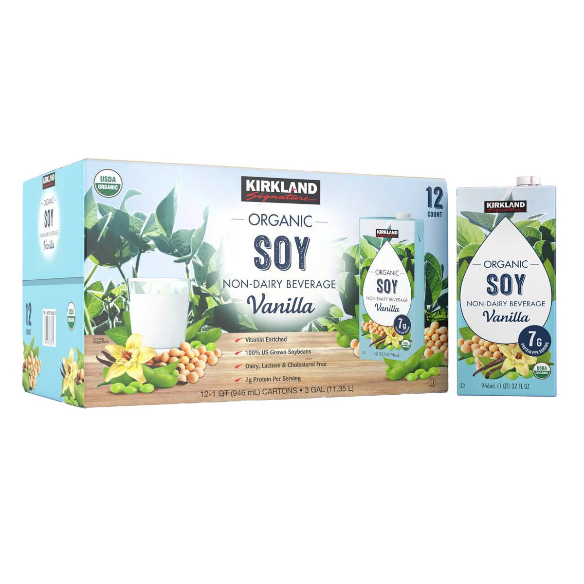Kirkland Signature organic vanilla soy beverage 12-pack