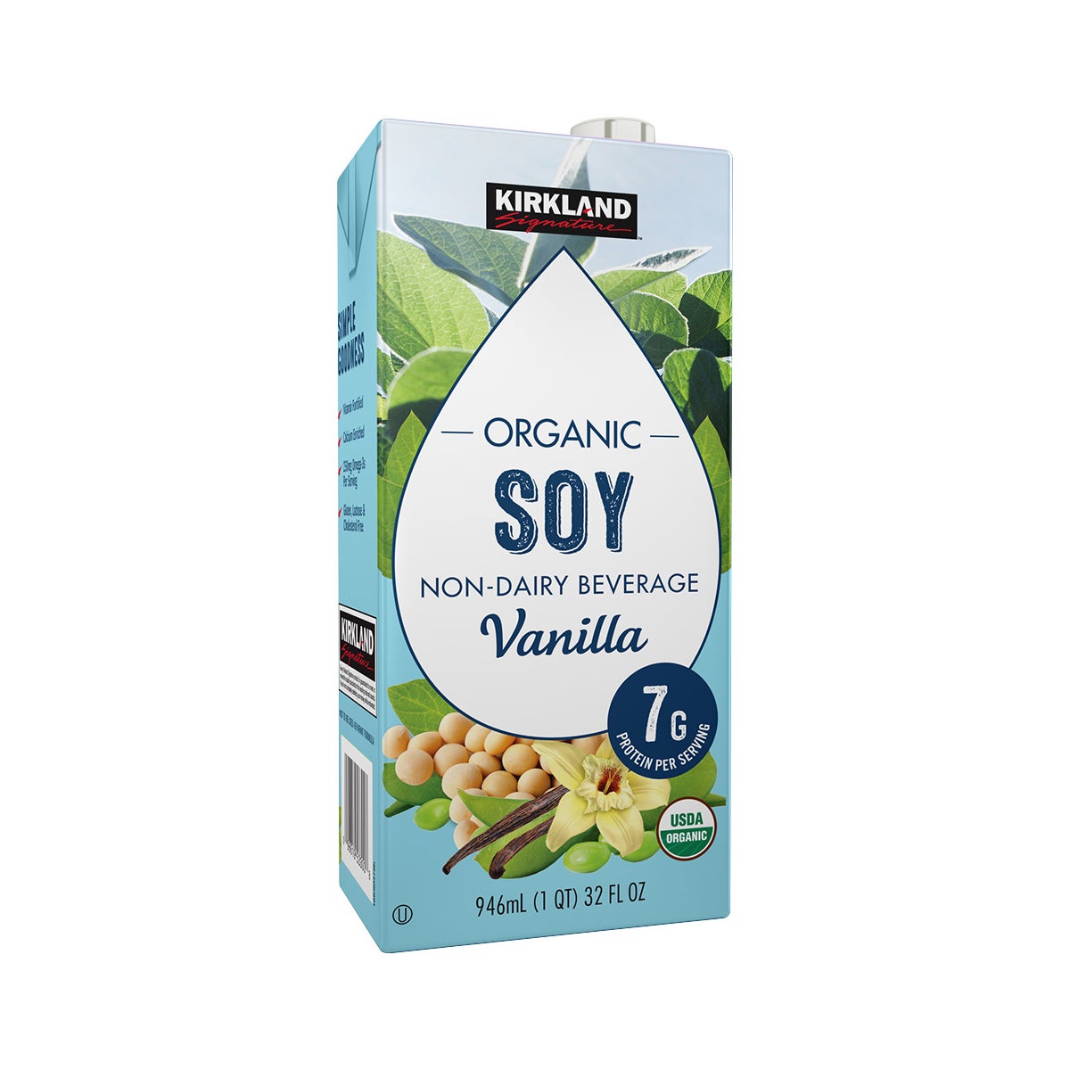 Organic vanilla soy beverage by Kirkland Signature