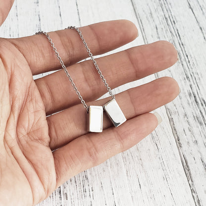 Friendship necklace with wish card and cube charms