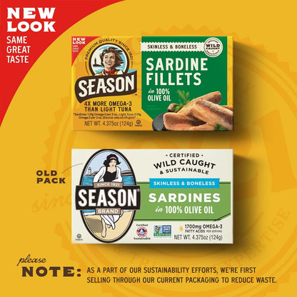 Season sardines 4.375 oz cans in olive oil