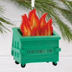 Humorous Hallmark dumpster fire ornament