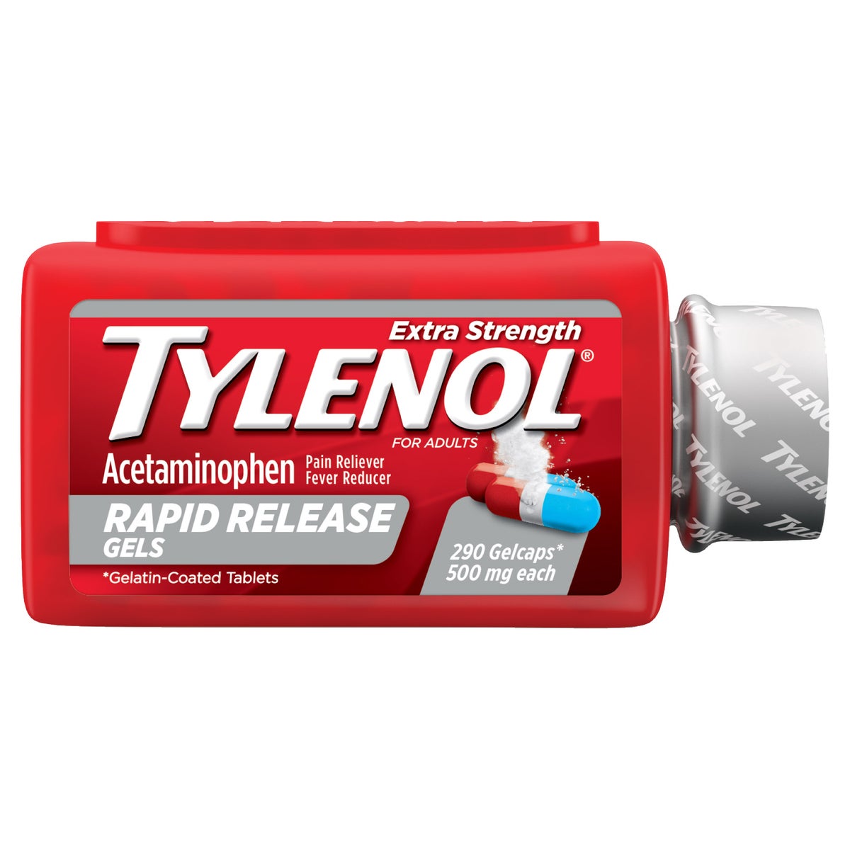 Tylenol Extra Strength acetaminophen 500 mg gelcaps bottle