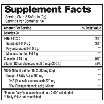 180 count wild Alaskan salmon oil softgels