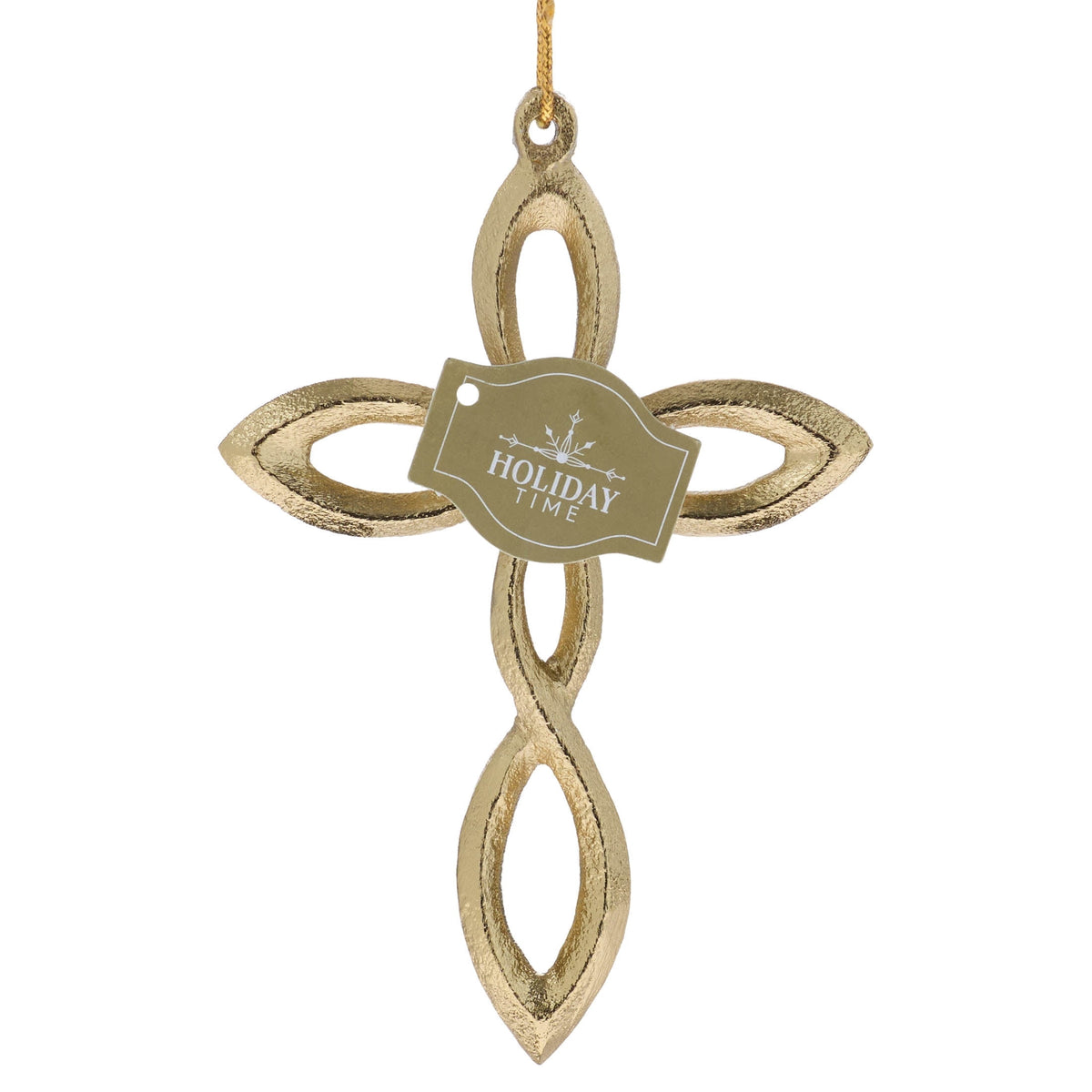 Handcrafted Holiday Time cross ornament in gold